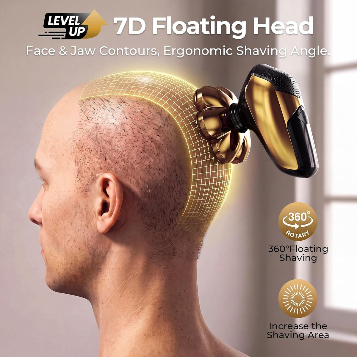 SHPAVVER Head Shavers for Bald Men: 5-in-1 Grooming Kit - 7D Floating Magnetic Removable Head Electric Razor - IPX7 Wet/Dry Shaving with LED Display, Type-C Fast Charging for Travel