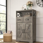 Farmhouse Storage Cabinet with Drawers, Small Kitchen Pantry Cabinet, White