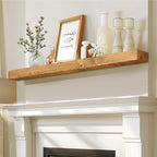 60x8x3in Rustic Fireplace Mantel Pine Wood, Weathered Brown