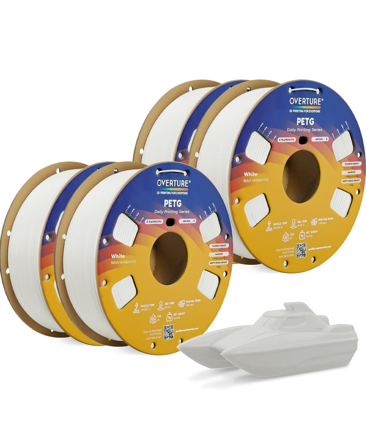OVERTURE 10KG Bundle High Speed PETG Filament 1.75mm, 3D Printer Filament