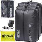 AirVault Reusable Vacuum Compression Travel Bag for Carry-On Suitcase and Backpack, Recycled IPX8 Waterproof Space Saver Vacpack (21L Gray (3-Pack) (Air Pump Included)