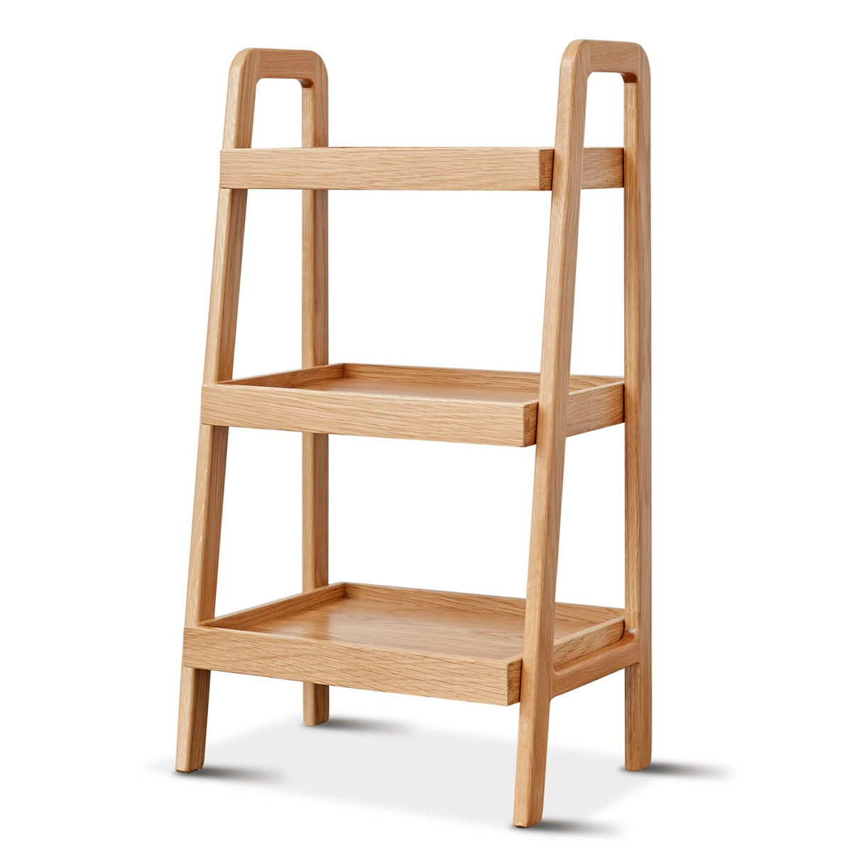 100% Solid Wood 3-Tier Ladder Shelf, Small Bookcase, Storage End Table, Open Display Stand for Living Room, Bedroom, Kitchen, Bathroom (Walnut Color)
