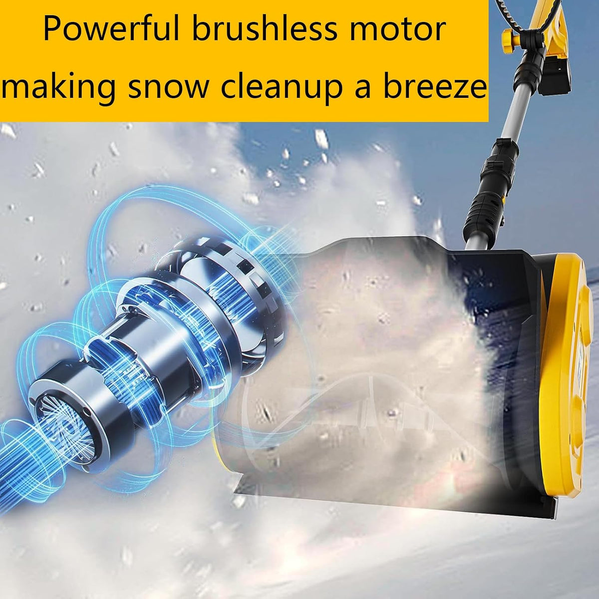 Snow Thrower Power Shovel DC 21V Upgraded Design, Cordless Rechargeable, Lightweight 41cm Width 15cm Depth, 10m Throwing Distance, Electric Snow Shovel