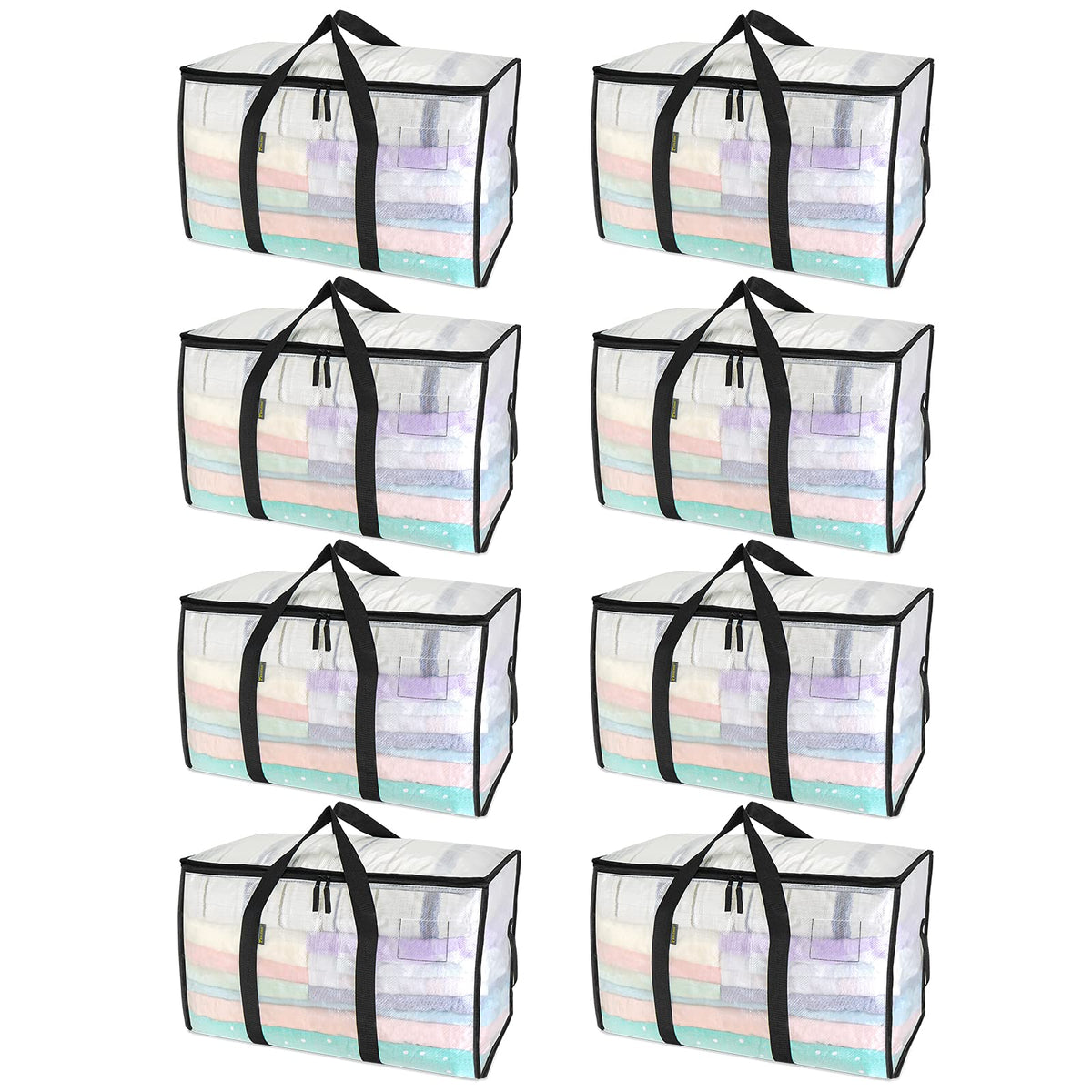 BALEINE 16-Pack Oversized Moving Bags with Reinforced Handles, Heavy-Duty Storage Tote for Clothes, Moving Supplies (Clear, 16-Pack)