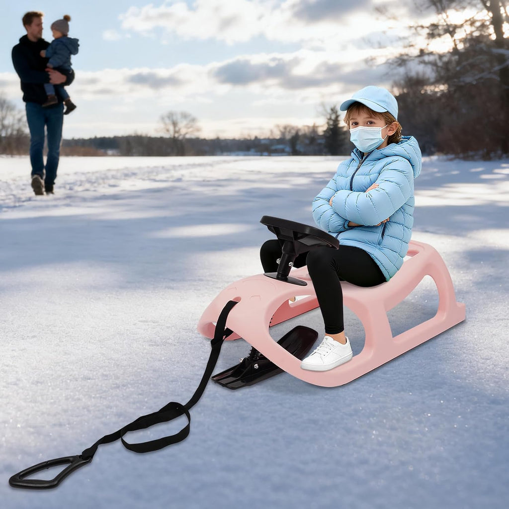 Saddle Style Snow Sled for Kids and Adults – Winter Outdoor Sliding Toy, Heavy Duty Plastic, Fun Sledding for Snowy Hills and Backyard
