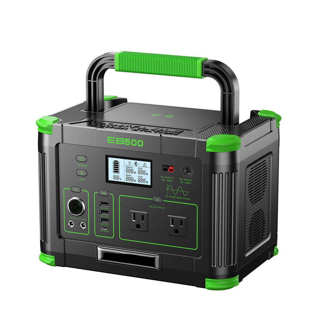 500W Portable Power Station 519.48Wh Outdoor Solar Generator Backup Battery