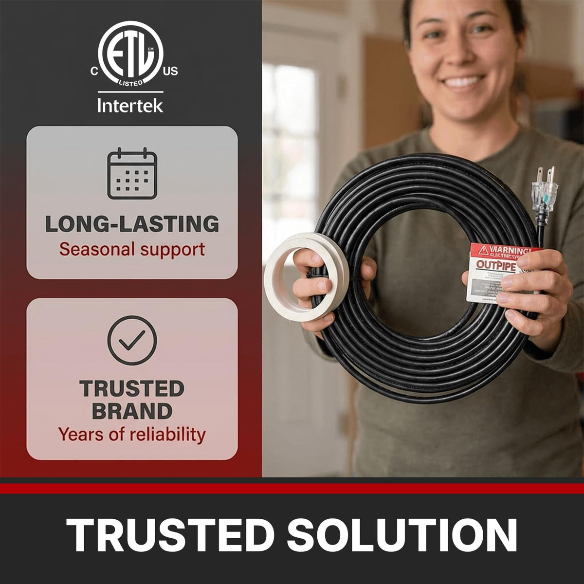 10ft OutPipe Self-Regulating Pipe Heating Cable Kit with Mounting Tape