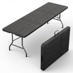 2 PACK of 4 Feet Foldable Table Adjustable Height with Built in Handle, Steel Legs | 4FT Heavy Duty Portable | Perfect for Party Dining Wedding Events Picnic Indoor Outdoor Camping Folding - 4 Foot