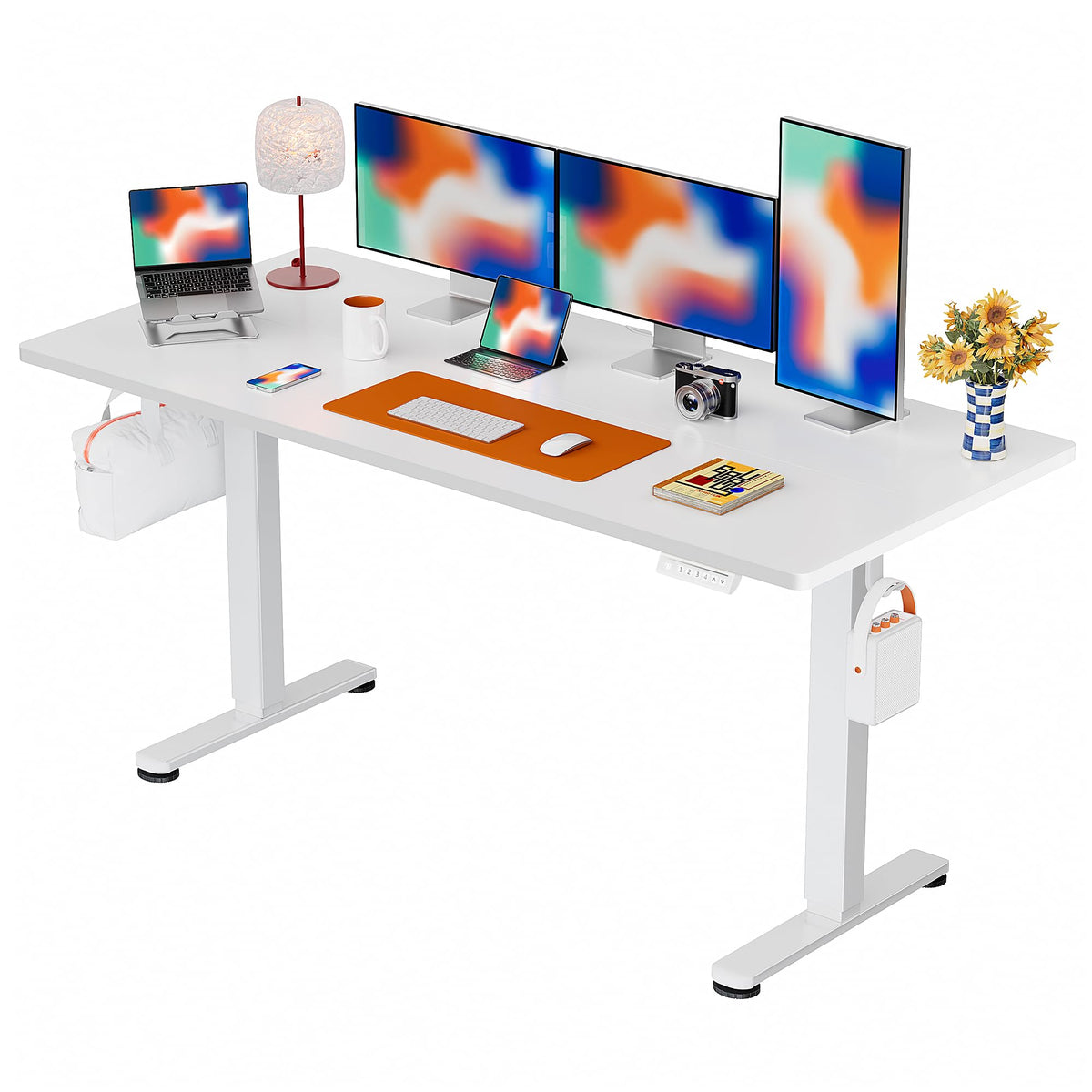ErGear Height Adjustable Electric Standing Desk, 48 x 24 Inches Sit Stand up Desk, Memory Computer Home Office Desk, Vintage Brown