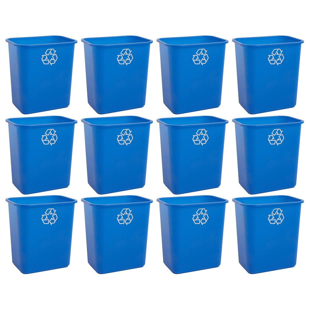 United Solutions 7.7 Gallon Trash Wastebasket, 12 Pack, Black, Under Desk