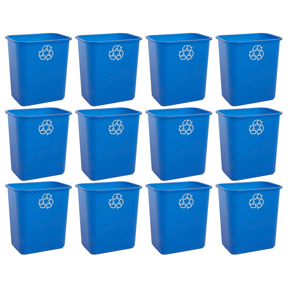 United Solutions 7.7 Gallon Trash Wastebasket, 12 Pack, Black, Under Desk