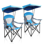 ALPHA CAMP Heavy Duty Canopy Camping Chairs with Adjustable Sunshade,2PC