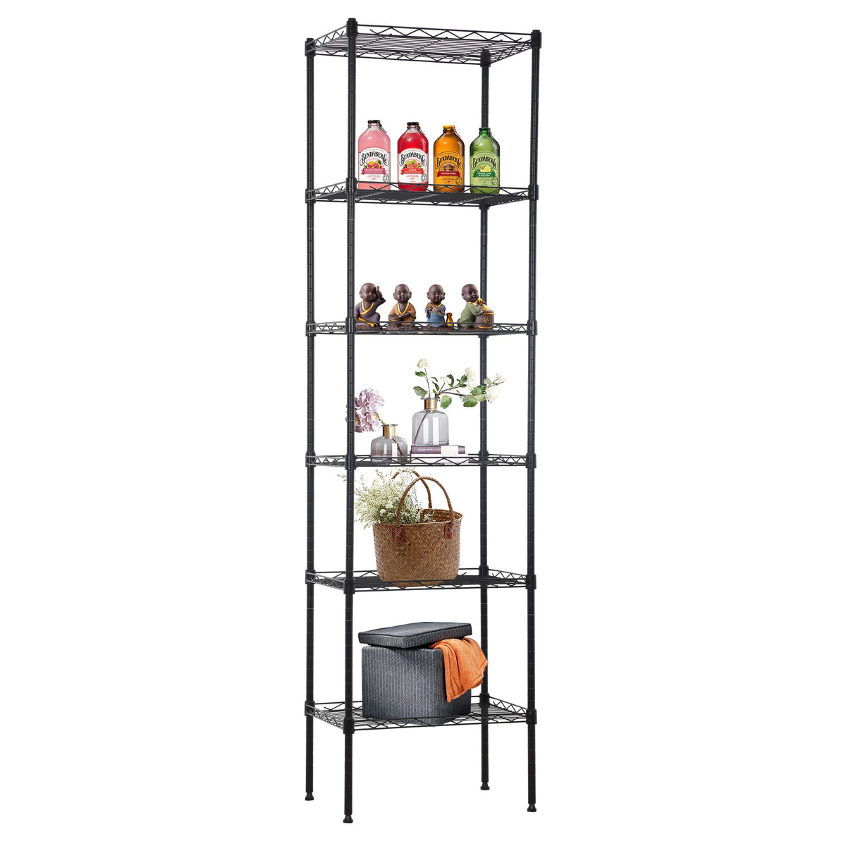 FDW | 6-Tier Wire Shelf with Wheels | 45" x 18" x 82" | Chrome