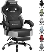 GTPLAYER Big & Tall Gaming Chair, Wide Seat with Footrest, Charcoal