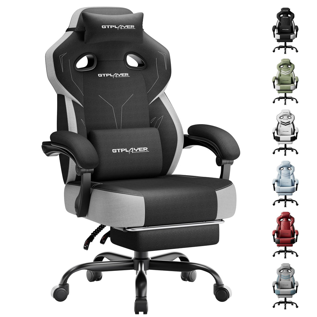 GTPLAYER Big & Tall Gaming Chair, Wide Seat with Footrest, Charcoal
