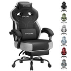 GTPLAYER Big & Tall Gaming Chair, Wide Seat with Footrest, Charcoal