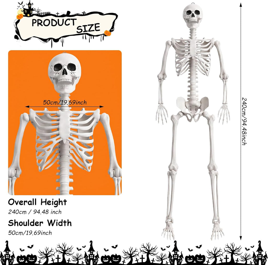 7.9FT/240CM Halloween Giant Oversized Human Skeleton, Tall Outdoor Skeleton
