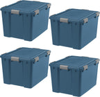 IRIS USA 4-Pack 74 Qt Storage Bins with Gasket Lids, Navy