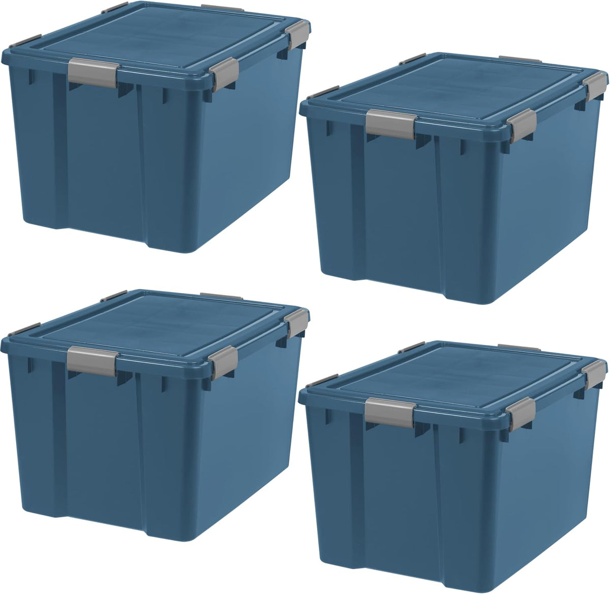 IRIS USA 4-Pack 74 Qt Storage Bins with Gasket Lids, Navy