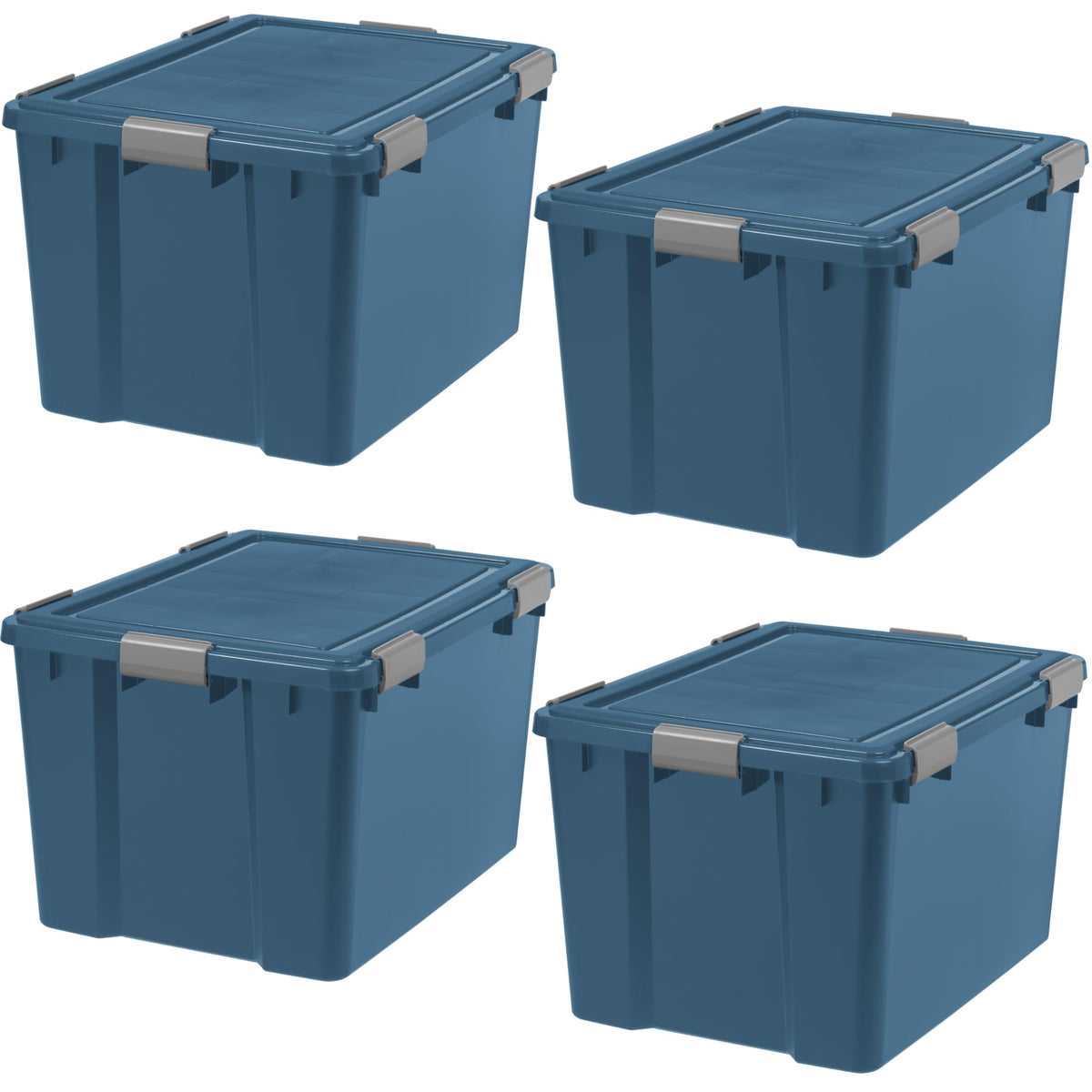 IRIS USA 4-Pack 74 Qt Storage Bins with Gasket Lids, Navy