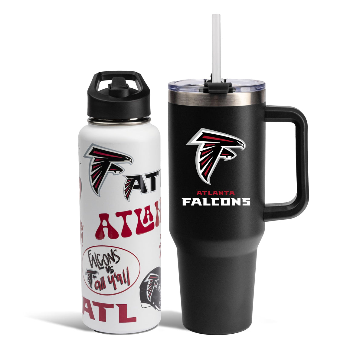 The Memory Company Officially Licensed NFL 2-Pack Stainless Steel Tumbler Set, 34oz Team Spirit Water Bottle & 40oz Game Day Tumbler with Lid and Straw, BPA-Free Materials, Convenient Straw Design