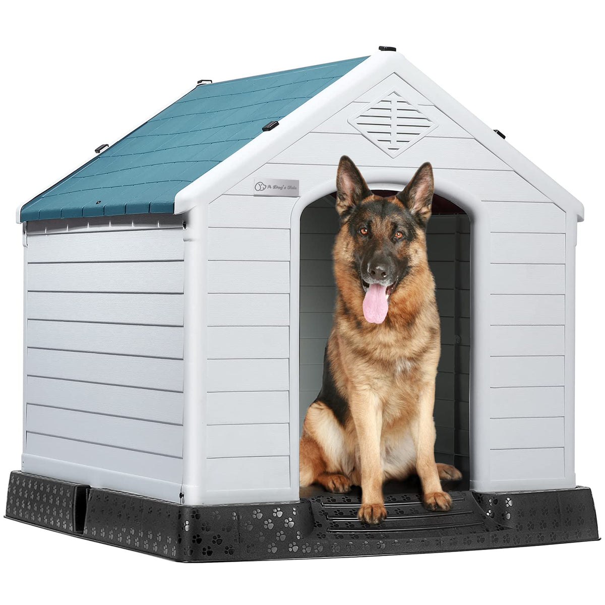 LEMBERI Large Dog House, Indoor/Outdoor, Gray 38.8" L x 35" W x 37.4" H