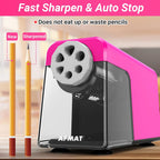 AFMAT 6 Holes Electric Pencil Sharpener Heavy Duty, 2 Pack (Gray + Pink)