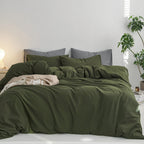 MooMee Upgraded Softer Duvet Cover Set 100% Washed Cotton Twill King