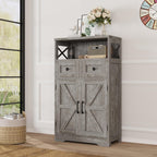 Farmhouse Storage Cabinet with Drawers, Small Kitchen Pantry Cabinet, White