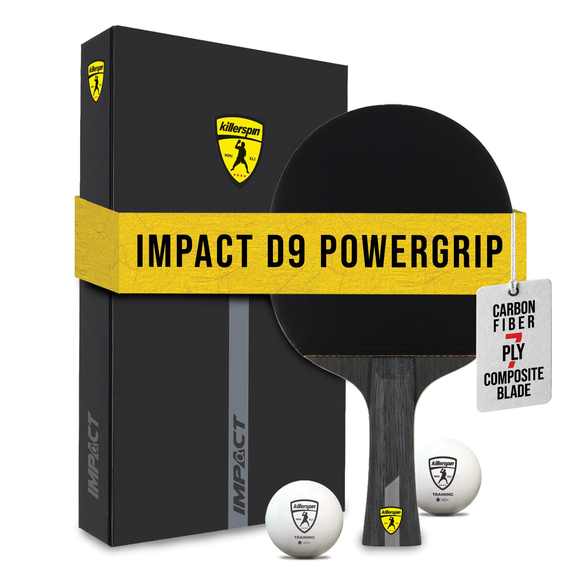Killerspin Impact Series Table Tennis Paddles - Black/Black Ping Pong Racket, Table Tennis Equipment for Beginners/Intermediates - Ensures Solid Control and Spin