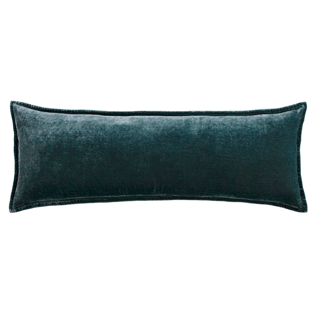 HiEnd Accents Stella Faux Silk Velvet Green Ochre Long Lumbar Pillow