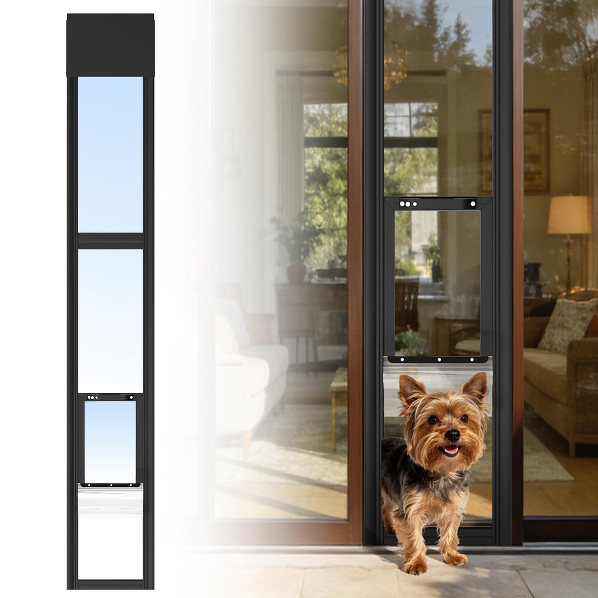 Dog Door for Sliding Glass Door,Adjustable Height 74 13/16" to 80 11/16"