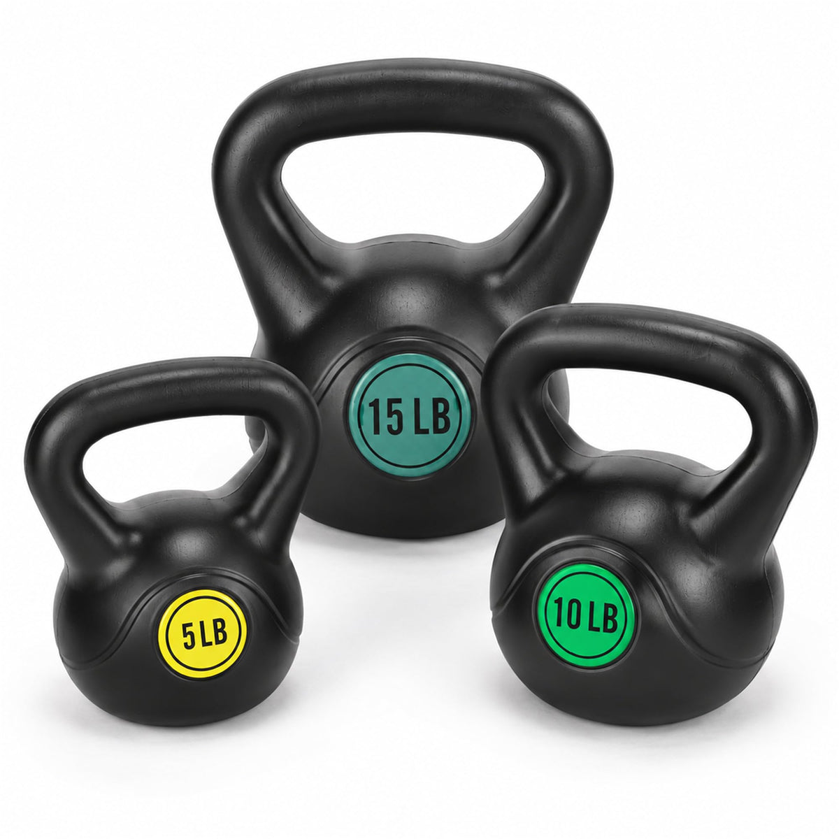 BalanceFrom Vinyl Kettlebell Set, 30/45/50/75 Pound Options – Cement-Filled Strength Training Weights with Ergonomic Grip and Color Coding for Full Body Fitness at Home or Gym