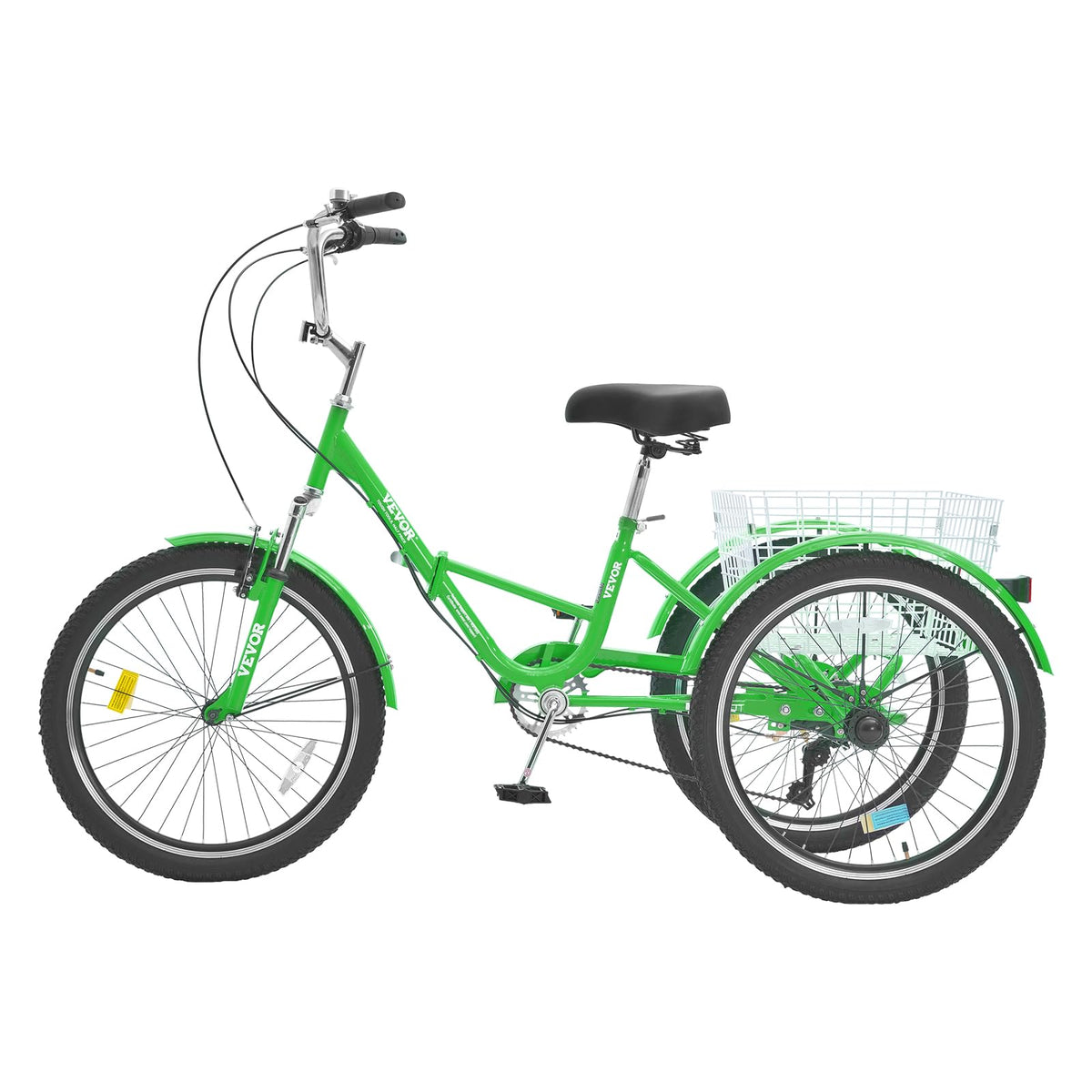 VEVOR Folding Adult Tricycle,Adult Folding Trikes, 3 Wheel Cruiser Bike with Large Basket & Adjustable Seat, Shopping Picnic Foldable Tricycles for Women, Men, Seniors
