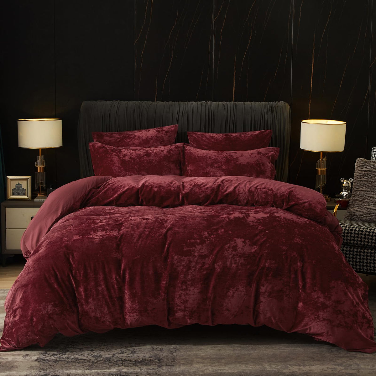 PHF Luxury Velvet Duvet Cover Set King Size, 3pcs 104" x 90", Cub
