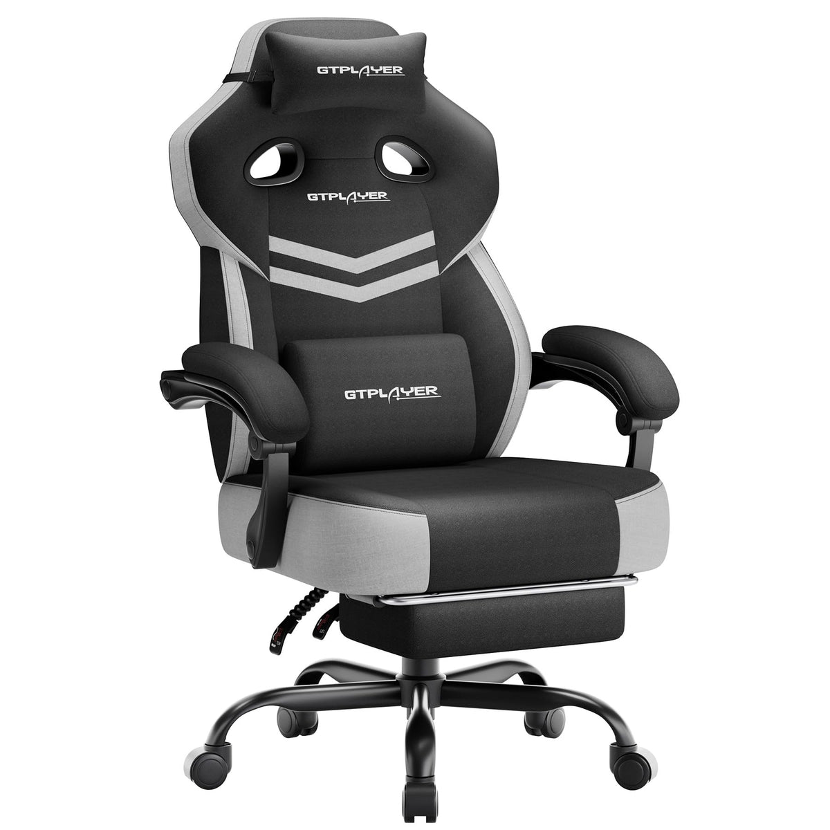GTPLAYER Big & Tall Gaming Chair, Wide Seat with Footrest, Charcoal
