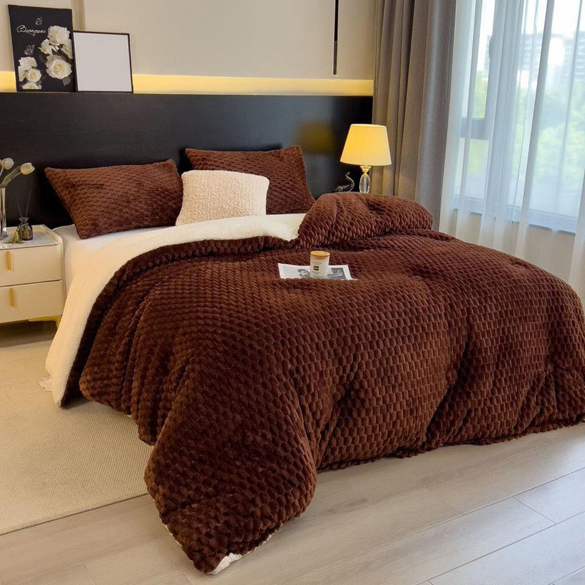 Insulation Hibiscus Winter Quilts, Thickened Super Soft Double-Sided Twin Size Lightweight Breathable Warmth Thick Bed Comforters(A,200x230cm-3.7kg)
