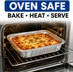 Half Size Deep Aluminum Pans, 13 x 10.5 x 2.5 In (100, With Lids)