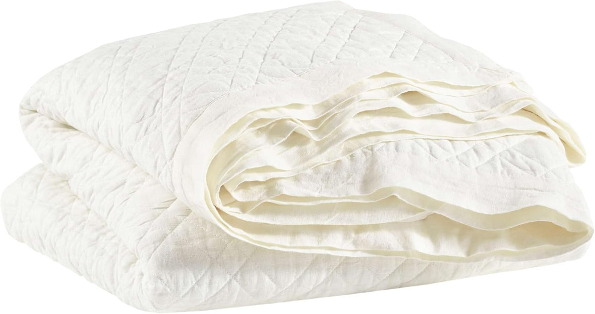 Pine Cone Hill Washed Linen Ivory Solid Linen Quilt, King