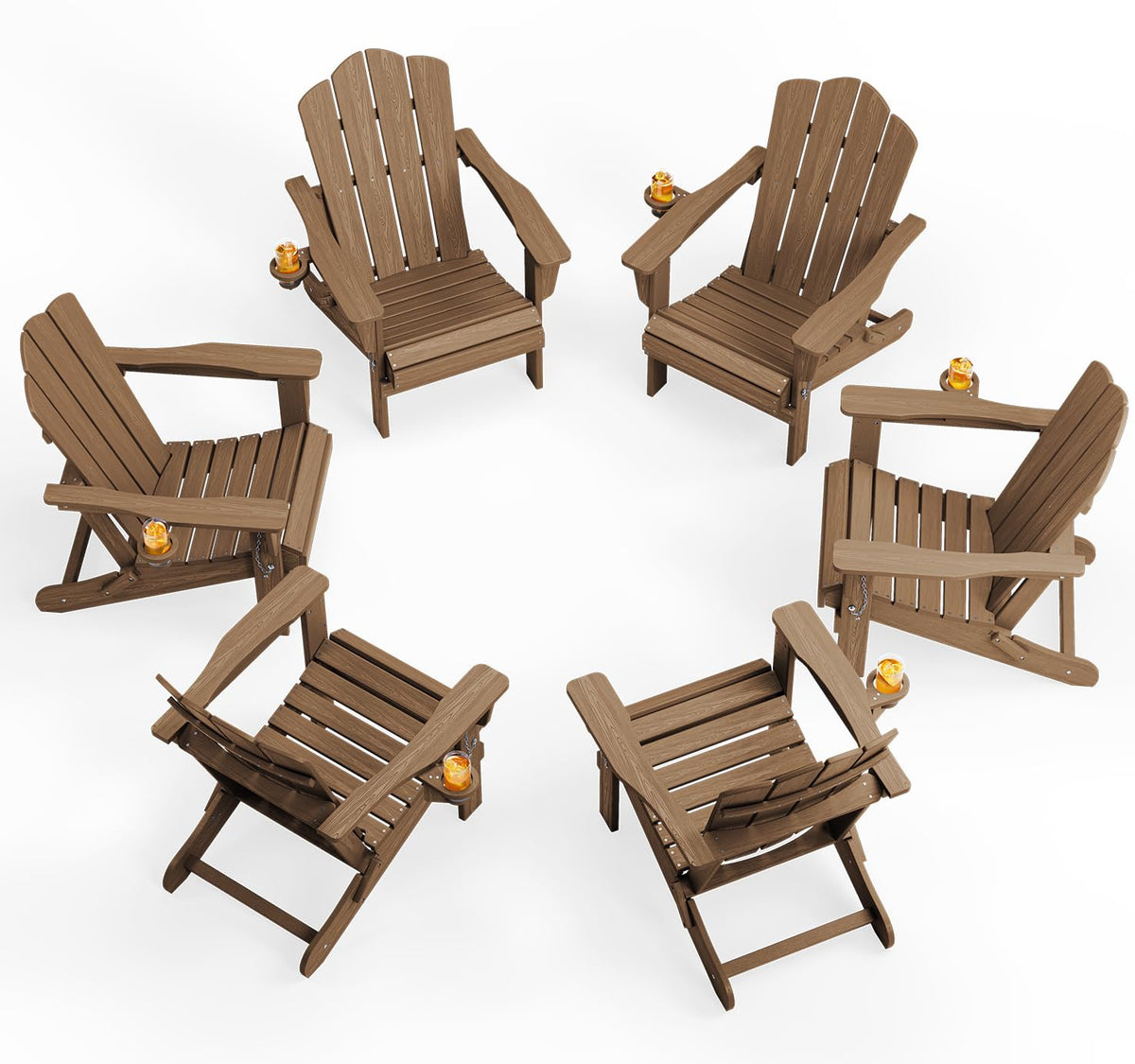 KINGYES Folding Adirondack Chair Set of 4 with Cup Holder, Navy