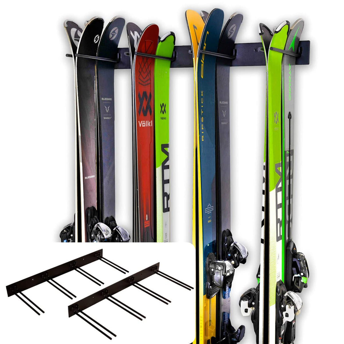 StoreYourBoard Ski Rack Wall Mount – Heavy-Duty Steel Ski Wall Mount Holds Up to 16 Pairs of Skis, Space-Saving Ski Rack for Garage, Home, or Cabin – Durable Wall Storage Organizer - Holds Up to 200lb
