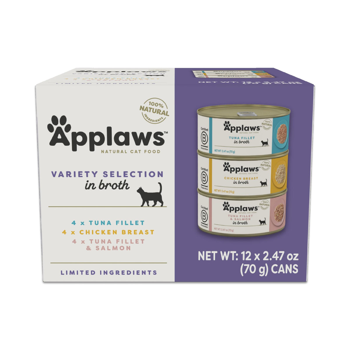 Applaws Fish Variety in Broth Wet Cat Food, 6-Flavor 36-Pack 2.47 oz Cans