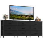 SONGMICS Dresser with 9 Fabric Drawers, TV Stand for TVs Up to 70 Inches