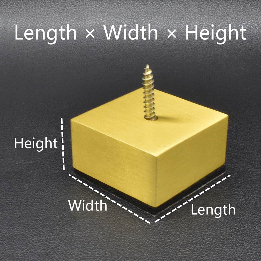 Furniture Risers， Gold Support Legs Aluminum Alloy Furniture Risers Metal Bed Raisers Solid Sofa Risers for Table Couch Chair, 4 Pcs(4.5 x 4.5 x 5cm)