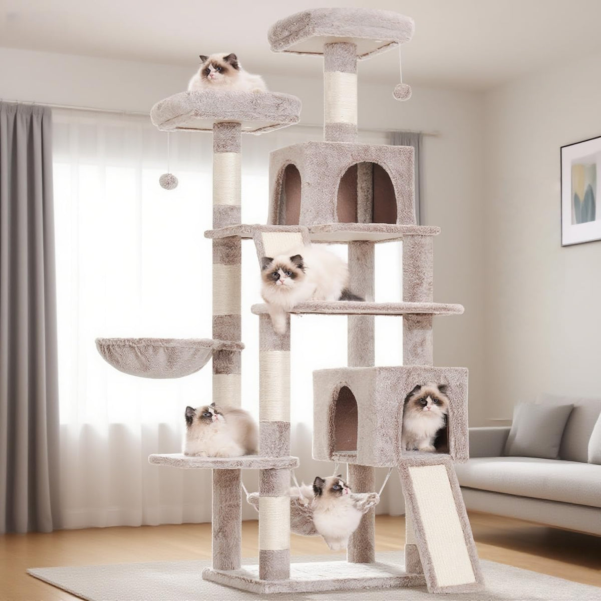 Gitelsnour Cat Tree, 71'' Tower for Large Cat with Scratching Post, GCT032G