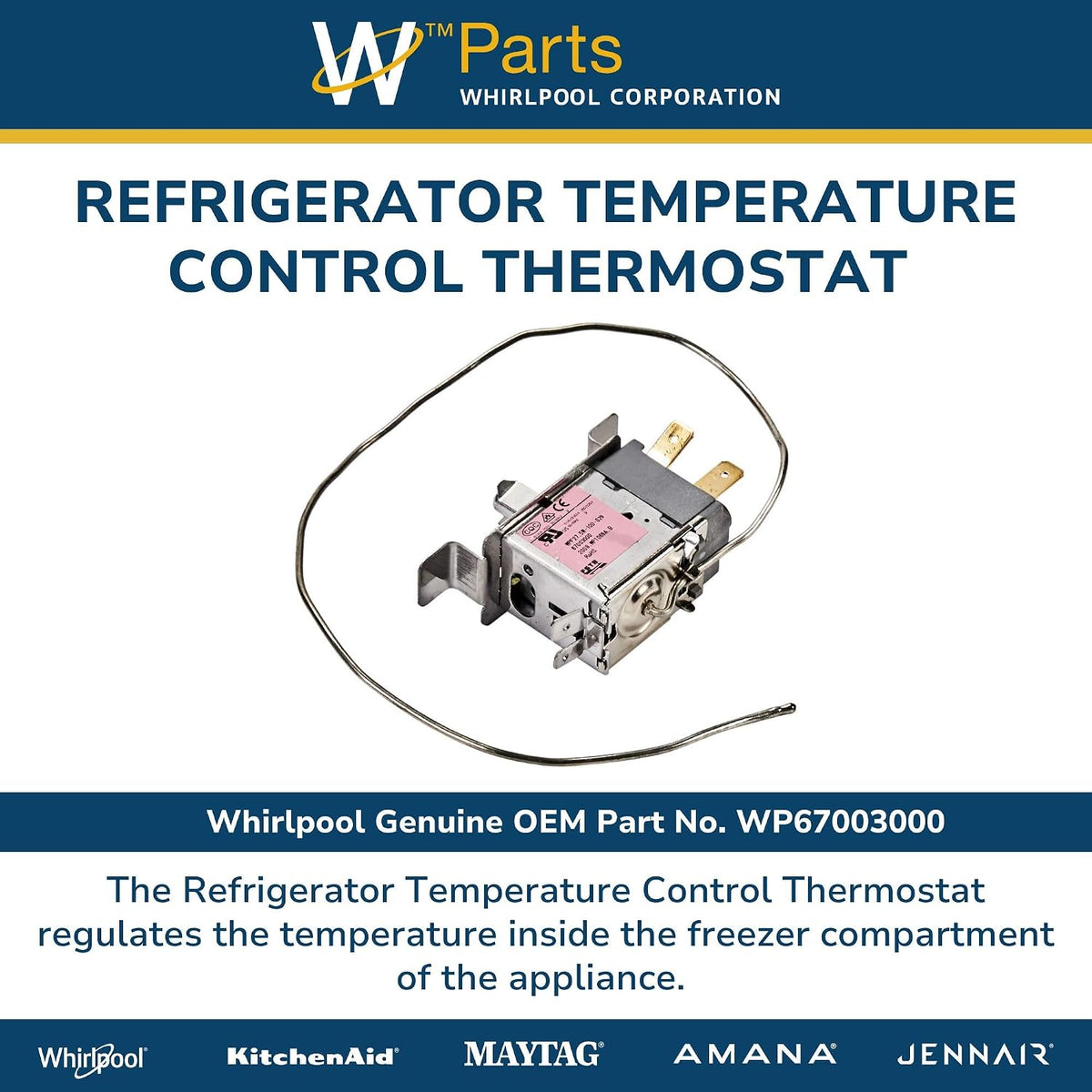 Whirlpool WP67003000 Genuine OEM Refrigerator Temperature Control Thermostat Replacement Part