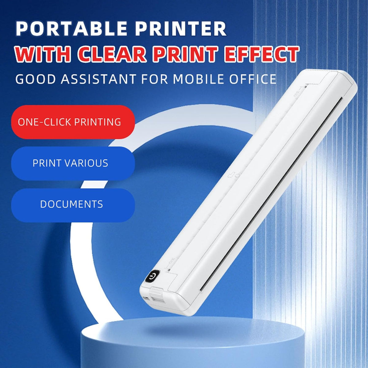 A4 Portable Thermal Printer, 200dpi Bluetooths Thermal Printer for Travel Rechargeable Inkless Thermal Printer for School Office, Support BT App Connection