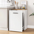 ZIFTY Pull Out Trash Can Cabinet for 13 Gallon Bin, Laundry Hamper, White
