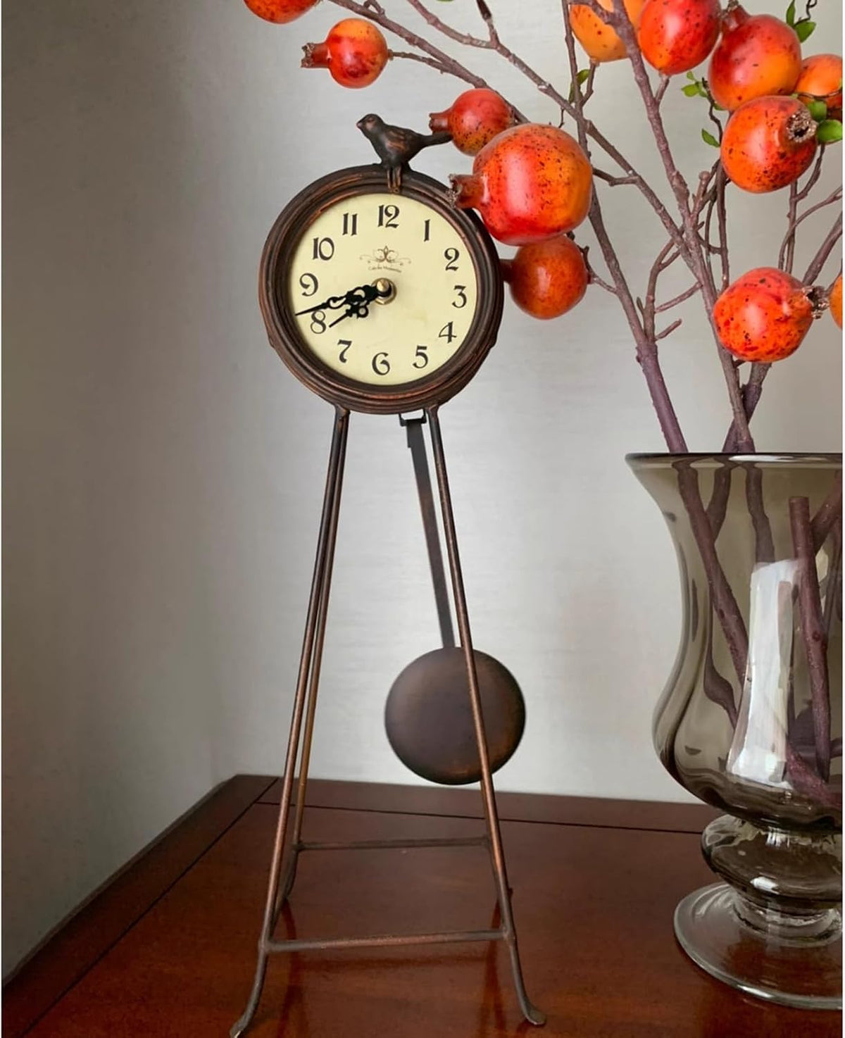 Vintage Table Clocks Retro Iron Clock for Living Room Bedroom Office Shelf Decor, Silent Non Ticking Decorative Farmhouse Table Clock,Battery Operated, Small Rustic Metal Clock