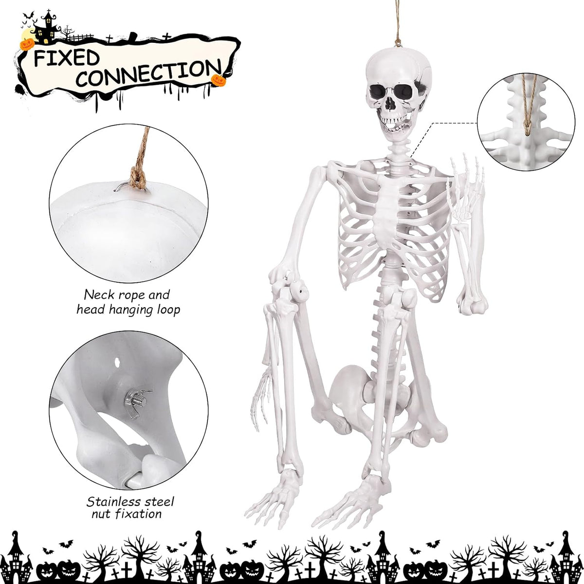 7.9FT/240CM Halloween Giant Oversized Human Skeleton, Tall Outdoor Skeleton